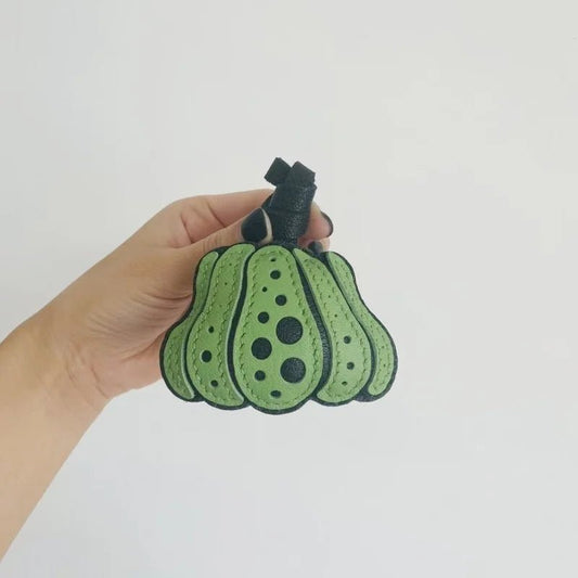 Whimsical Pumpkin Leather Bag Charm – Handmade Slowmade Keychain | Autumn - Inspired Accessory | Cute Pendant Gift in 3 Colors - shewearing