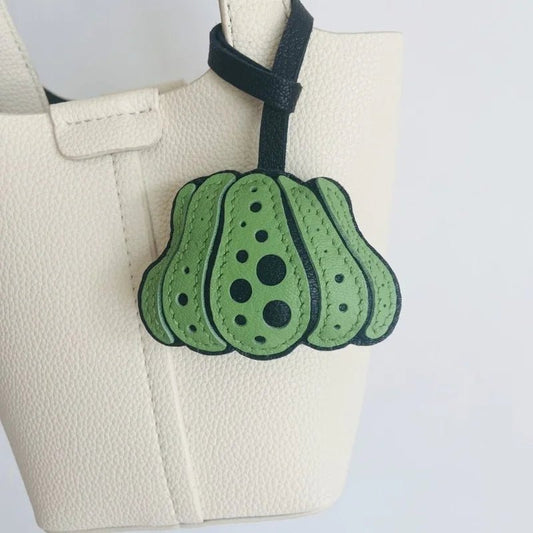 Whimsical Pumpkin Leather Bag Charm – Handmade Slowmade Keychain | Autumn - Inspired Accessory | Cute Pendant Gift in 3 Colors - shewearing
