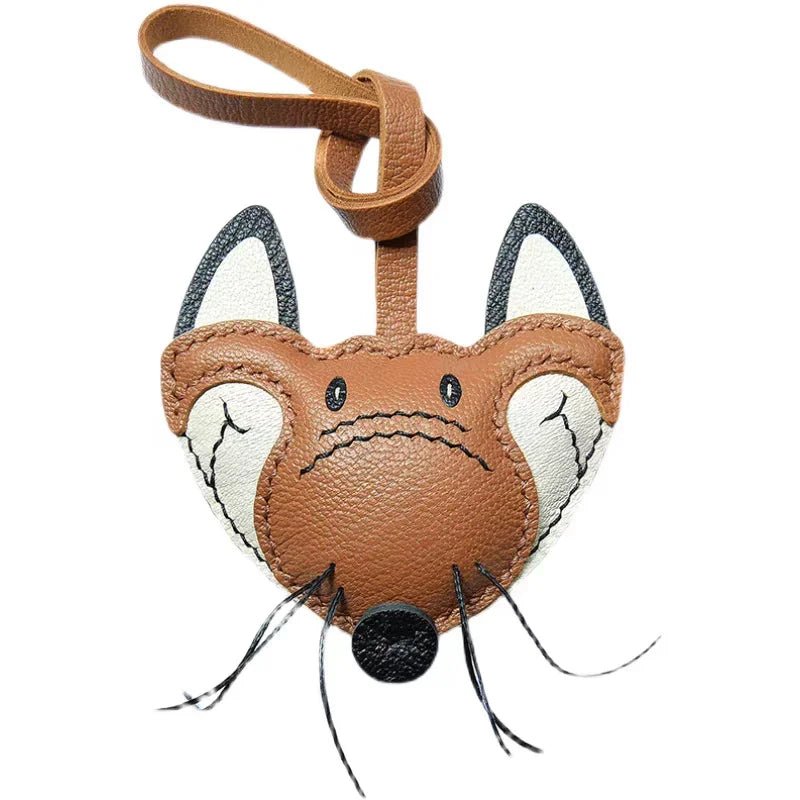 Woodland Fox Leather Bag Charm – Handmade French Lambskin Keychain | Whimsical Animal Pendant | Cute Gift for Bag & Car - shewearing