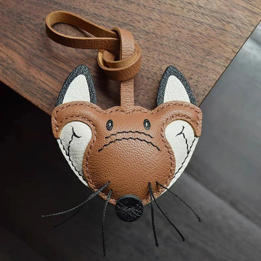 Woodland Fox Leather Bag Charm – Handmade French Lambskin Keychain | Whimsical Animal Pendant | Cute Gift for Bag & Car - shewearing