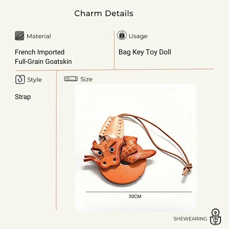 Zodiac Dragon Leather Charm – Nordic - Style Handcrafted Goatskin Accessory for Bags, Keys, and Journals, Unique Gift - shewearing